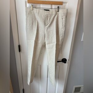 Banana Republic Women's Cream Linen Ankle Dress Pants